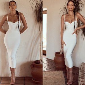 HOUSE OF CB 'Domenica' White Sweetheart Neckline Bandage Dress NWOT